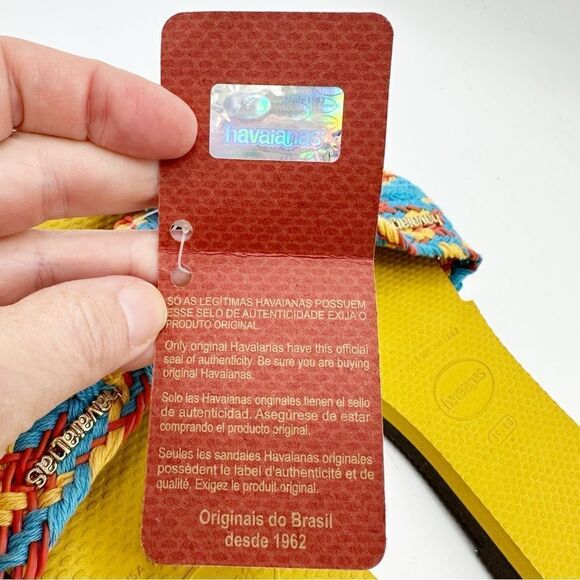 NWT's Havaianas You‎ St. Tropez Mesh Turquoise and Mustard Flip Flops US 9/10 - Picture 7 of 12
